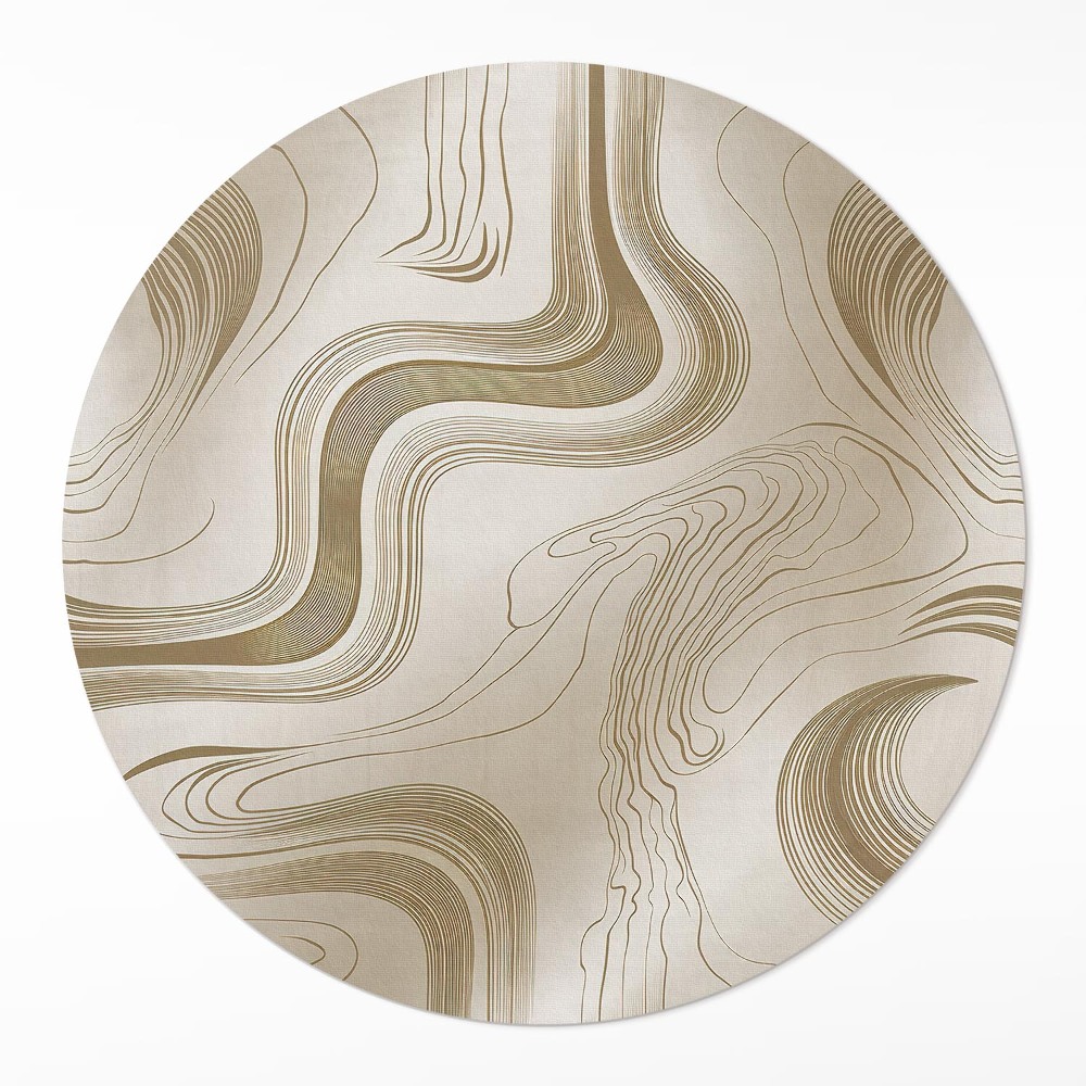 Okrúhly vinylový koberec Boho inšpirácie v zemských farbách