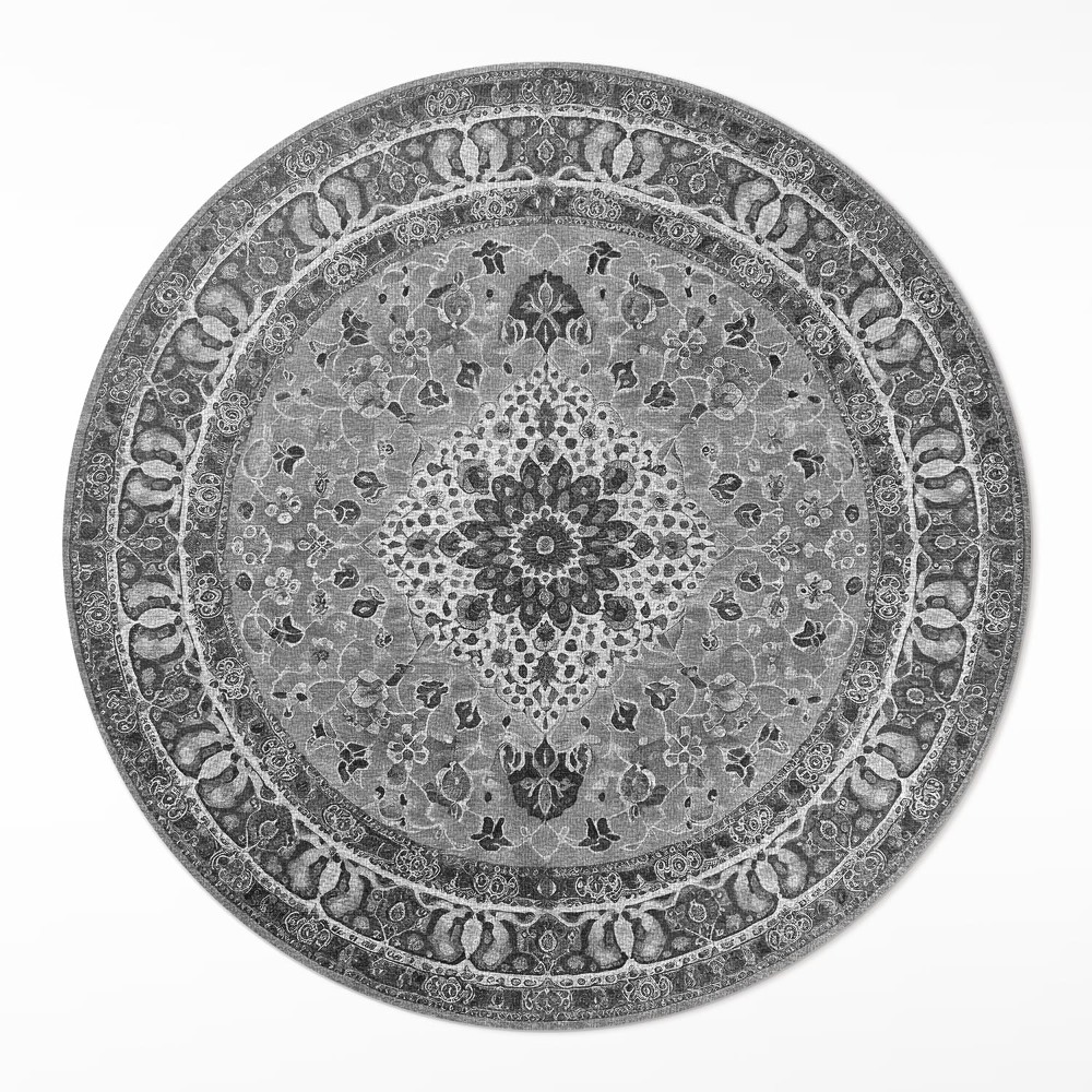 Okrúhly vinylový koberec Sivá harmónia