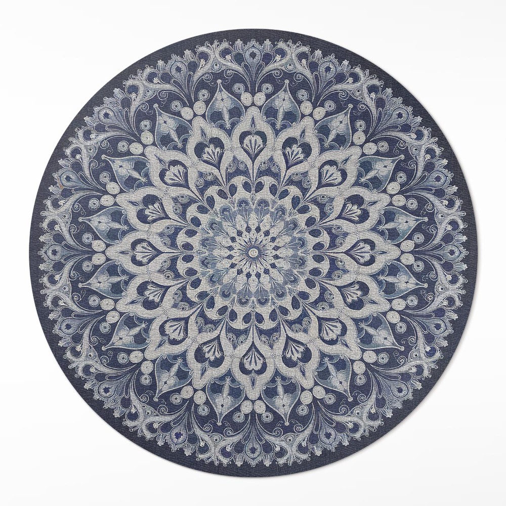 Okrúhly vinylový koberec Modrý perzský sen