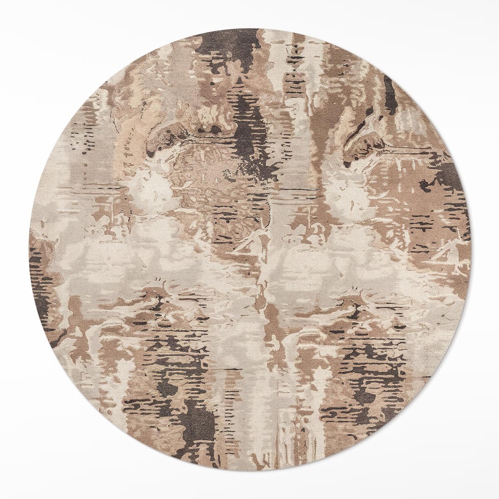 Okrúhly vinylový koberec Hnedá abstrakcia retro