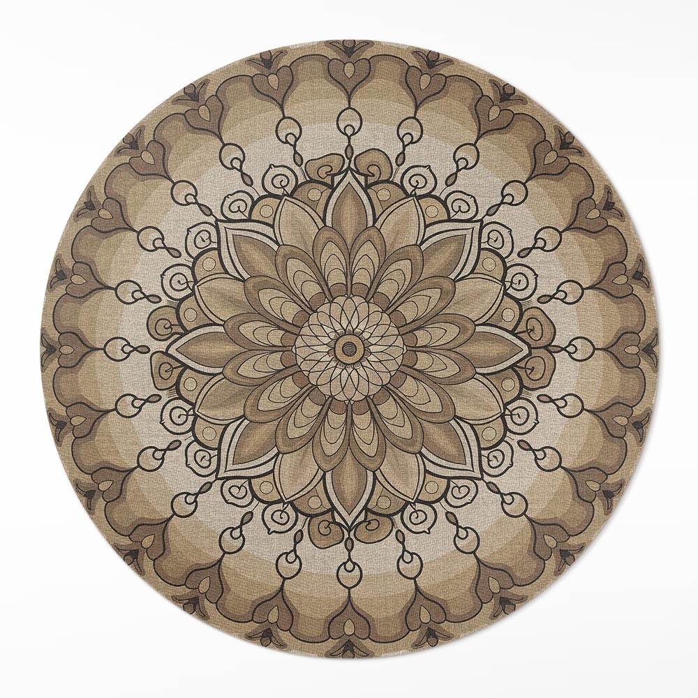 Okrúhly vinylový koberec Symetrické vzory mandaly