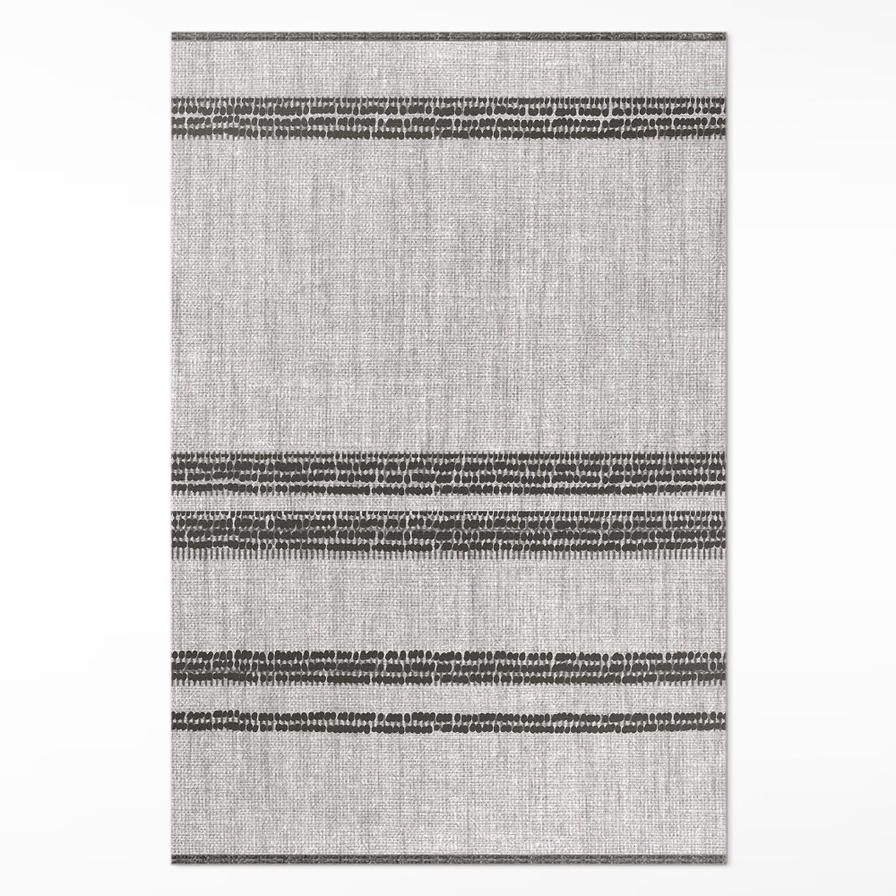 Vinylový koberec Sivý v líniách boho imitácia látky