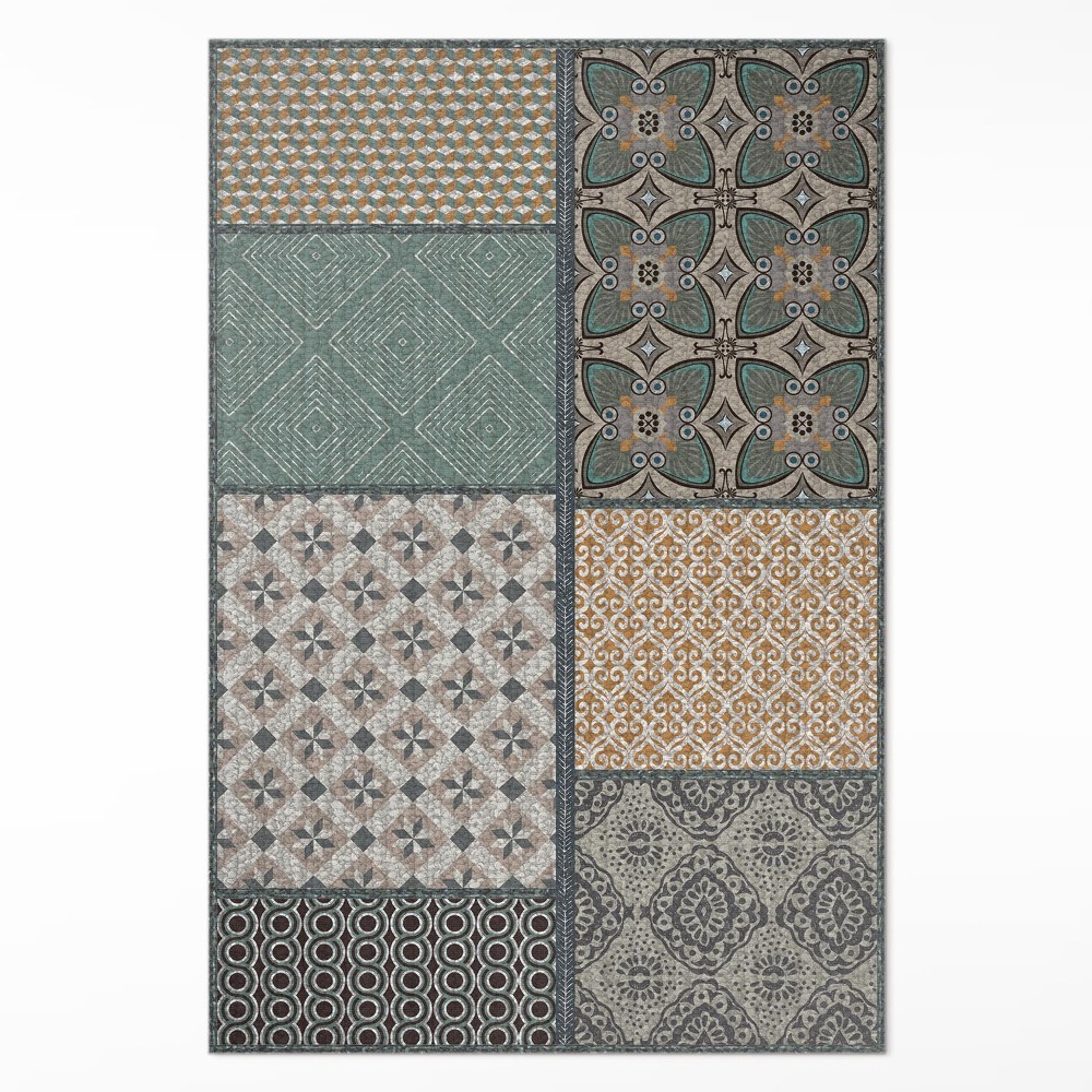 Vinylový koberec Spojenie viacerých vzorov imitácia látky