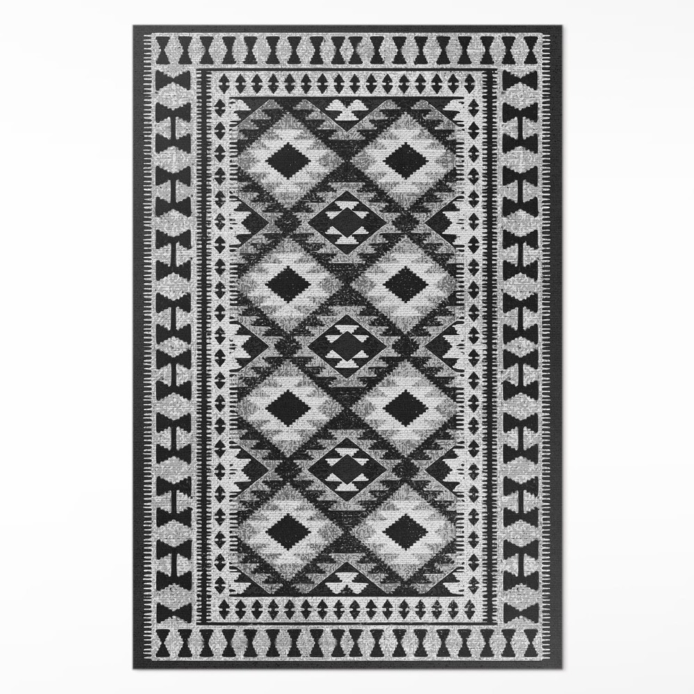 Vinylový koberec Čierne kosoštvorce imitácia látky