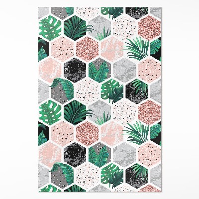 Vinylový koberec Tropické hexagóny rastliny a kamene