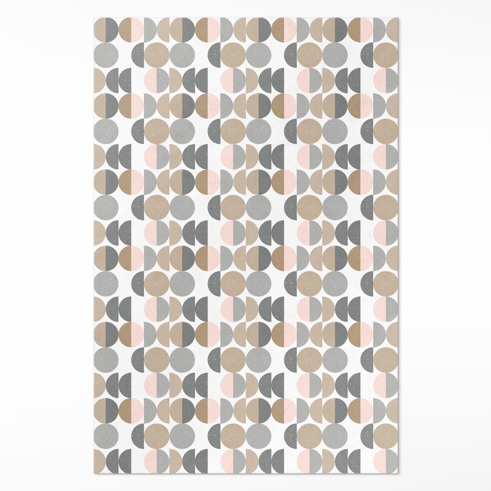 Vinylový koberec Kruhy a polmesiace geometrický vzor retro