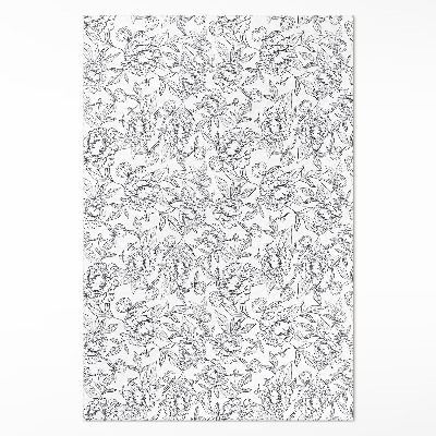 Vinylový koberec Skica kvetov pivónií a listov vintage