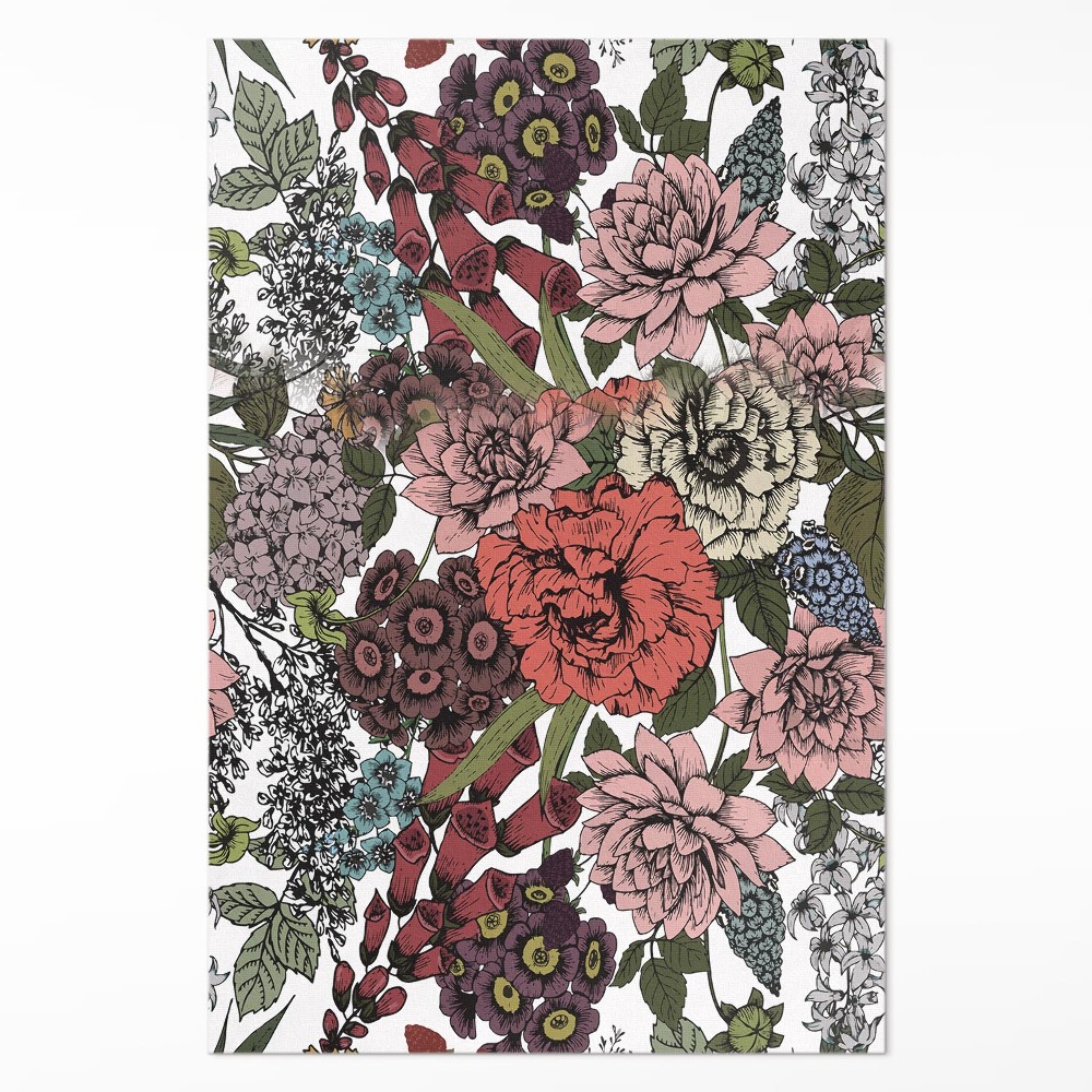 Vinylový koberec Pastelové kvety na lúke vintage