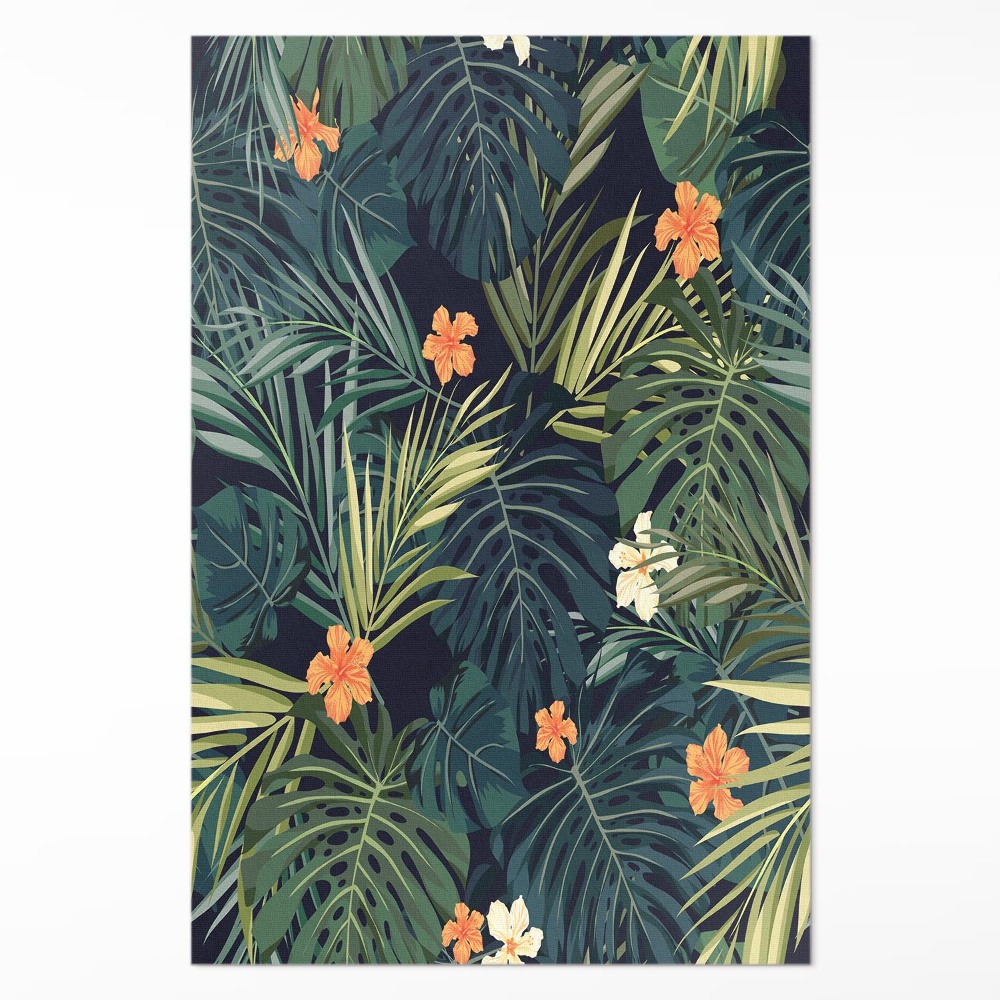 Vinylový koberec Vegetácia listy a kvety vintage