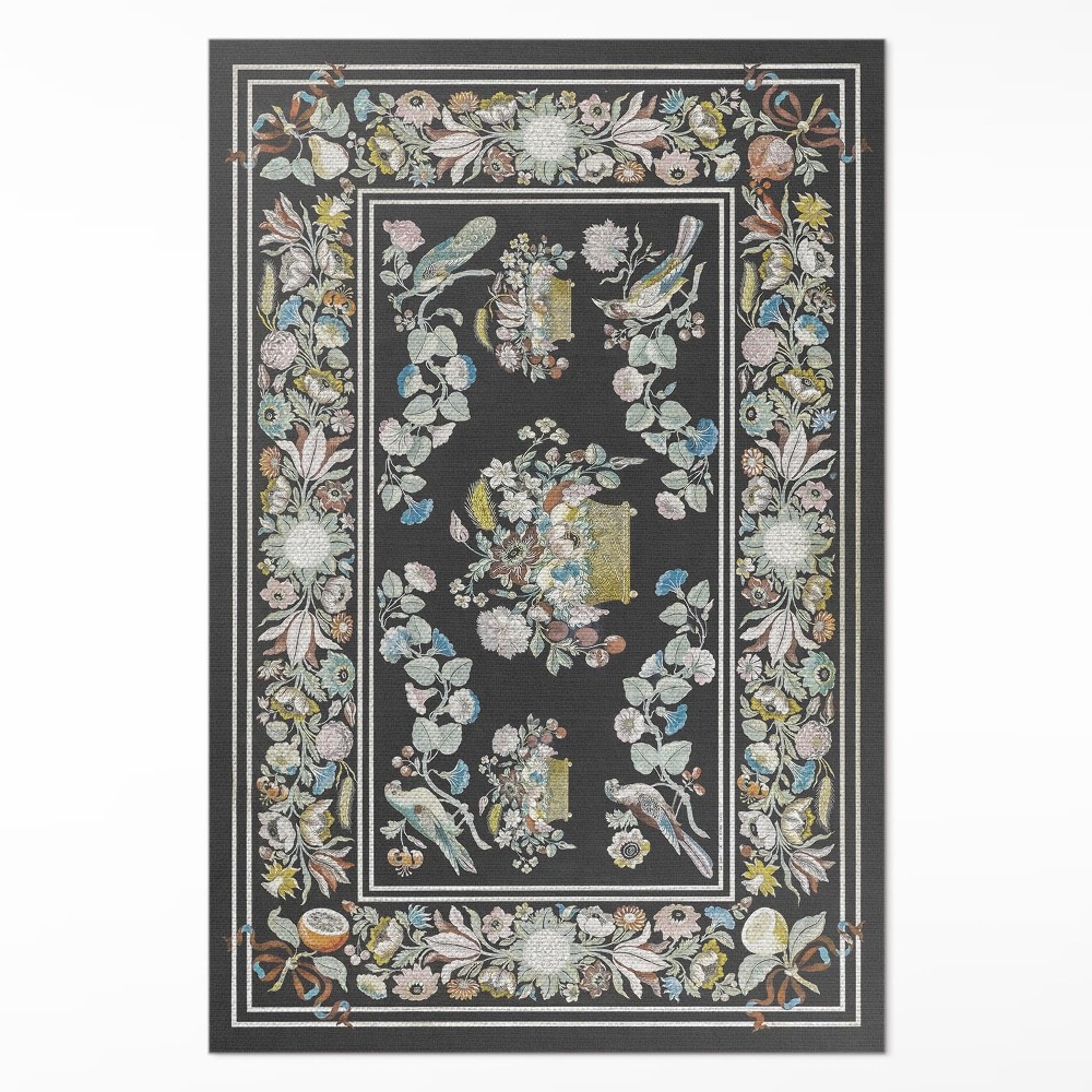 Vinylový koberec Bledý antický kvet a vtáky