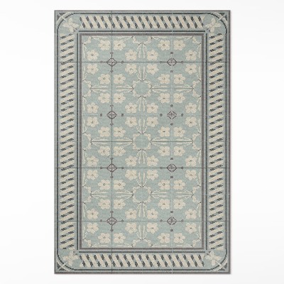 Vinylový koberec Dlaždice v štýle vintage s kvetmi