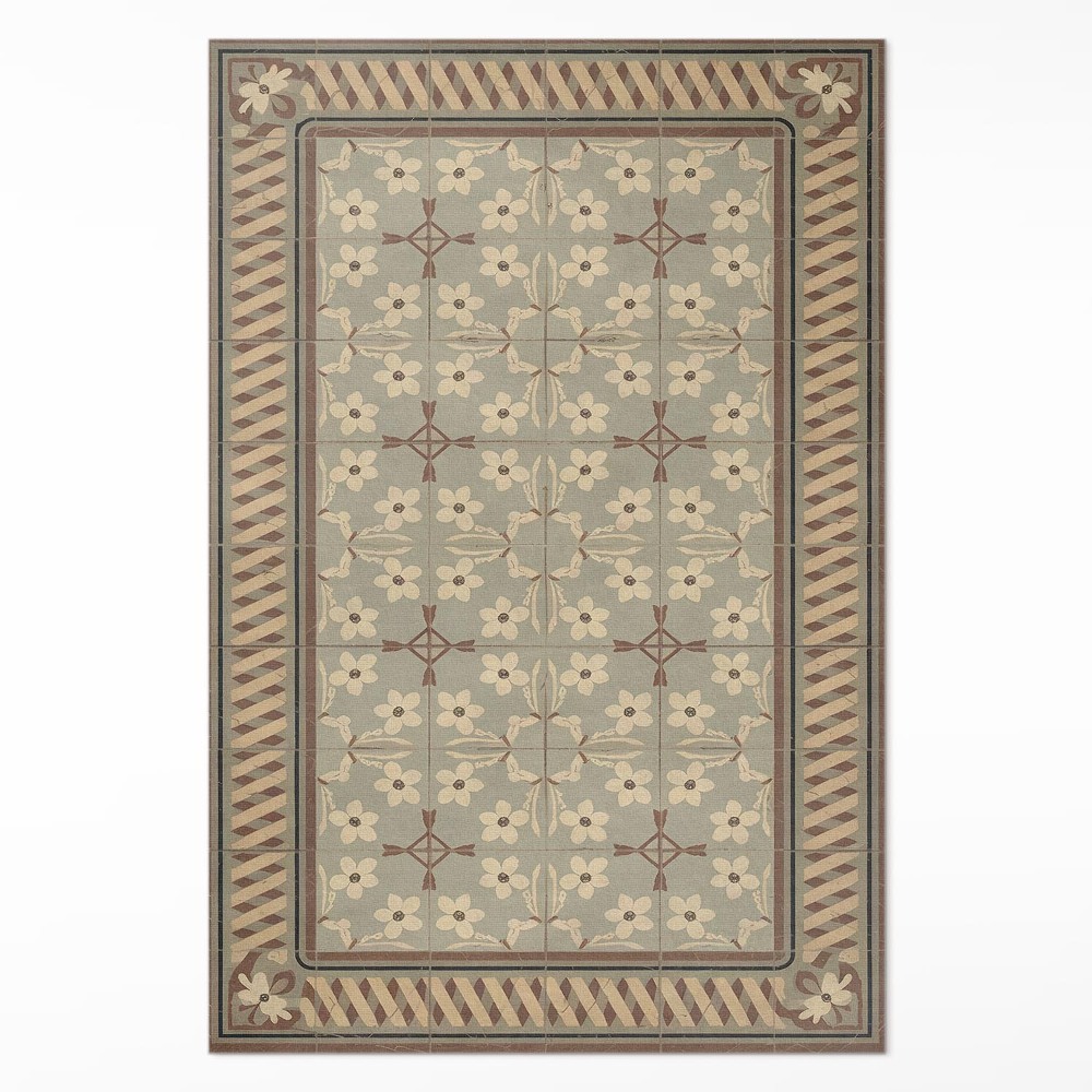 Vinylový koberec Kvety a lupene v mozaikách retro štýlu