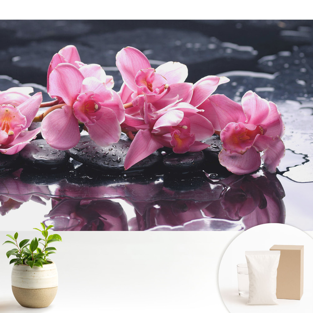 Tapeta Ružové orchidey na kameňoch