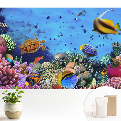 Tapeta s motívom podvodného sveta plného farieb vhodná do obývačky