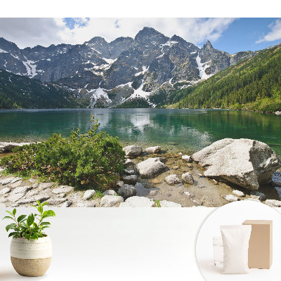 Tapeta s motívom hôr odrážajúcich sa v jazere