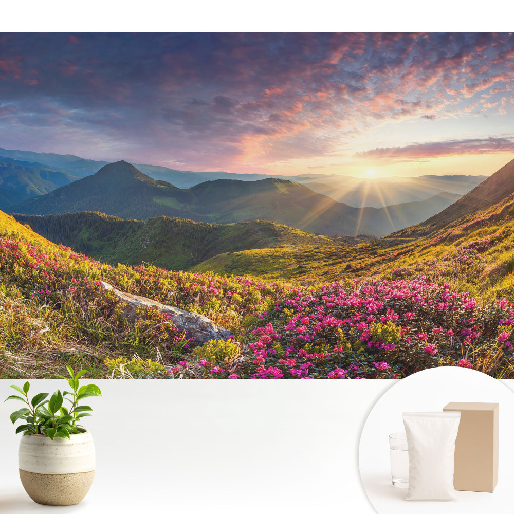Tapeta do obývačky Horská krajina zaliata slnkom
