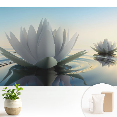 Tapeta s motívom jemných leknín vytvára vodnú harmóniu