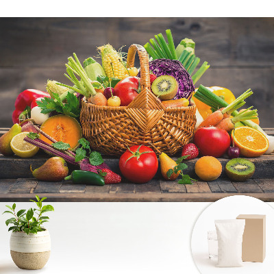 Tapeta do obývačky s motívom košíka plného prírody