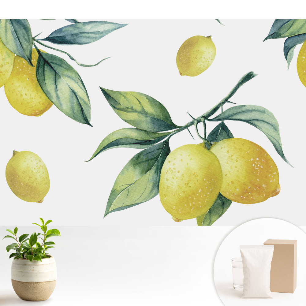 Tapeta Citrónový vzor šťavnatá zelená