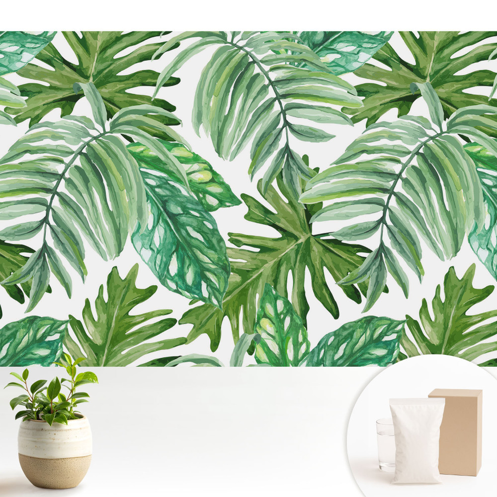 Tapeta Botanický vzor so zelenými exotickými listami
