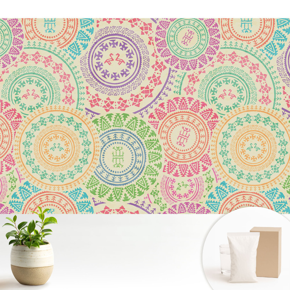 Luxusná tapeta Mandaly v boho štýle v pastelových farbách