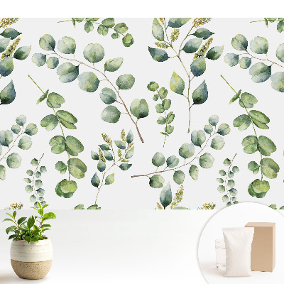 Tapeta na stenu s akvarelovým motívom listov rastlín v opakujúcom sa vzore