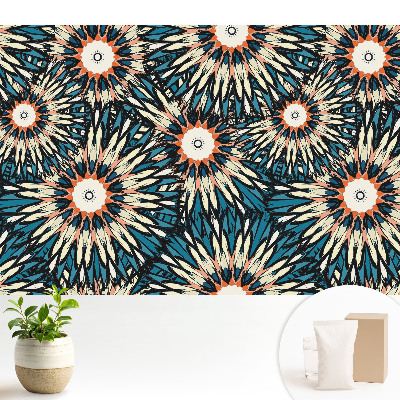 Tapeta do obývačky s motívom energických kvetov v opakovateľnej kompozícii