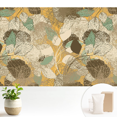 Tapeta na stenu Jemné listy a kvety v harmonickom vzore