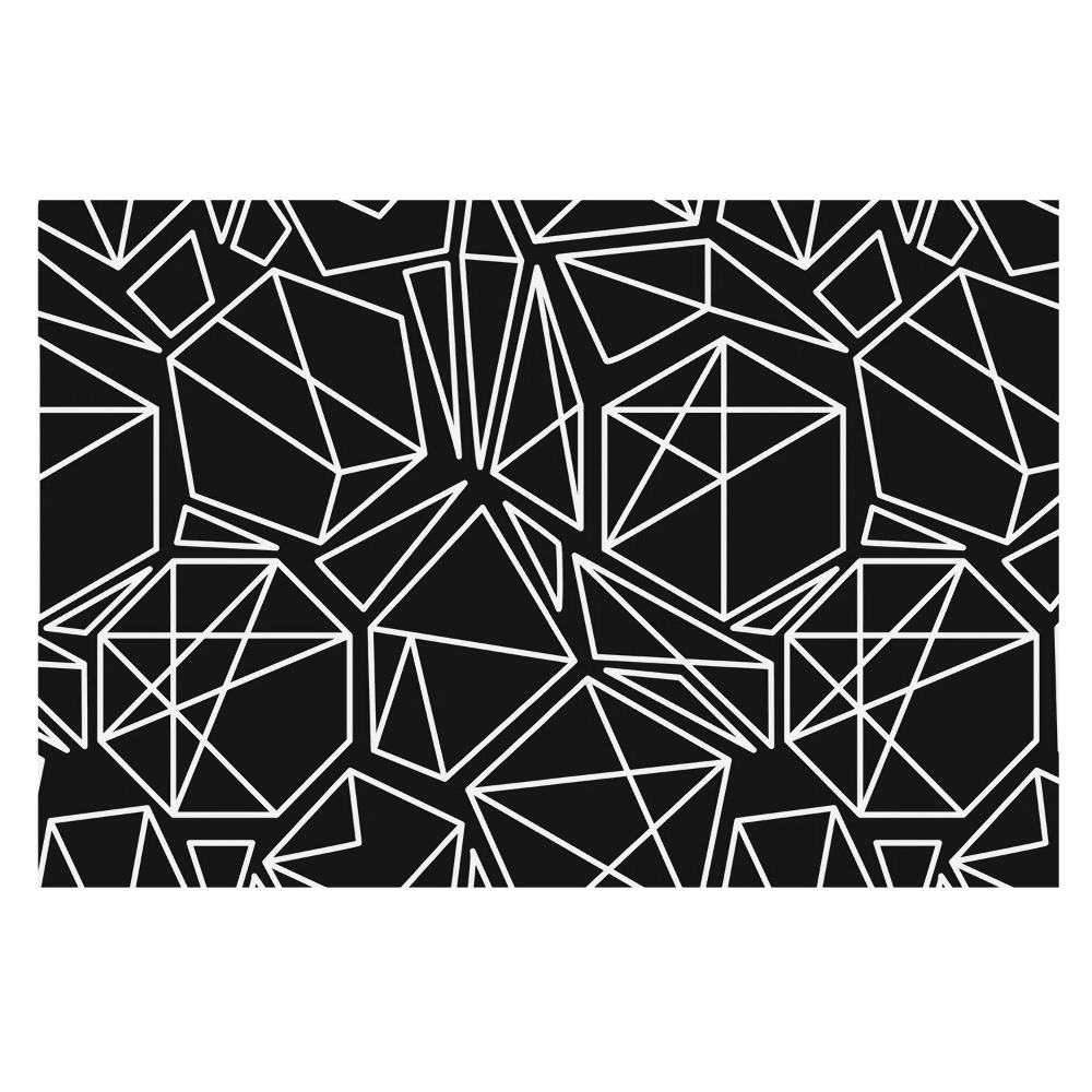 Tapeta na stenu s geometrickými útvarmi na čiernom pozadí