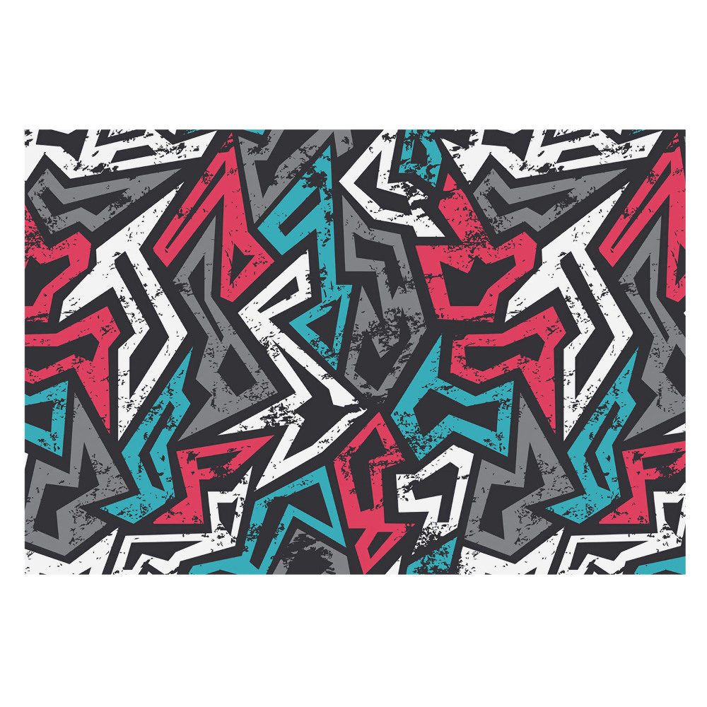 Tapeta do obývačky s geometrickým graffiti a sviežou energiou