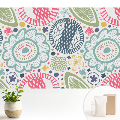 Tapeta s modernými kvetinovými a geometrickými vzormi