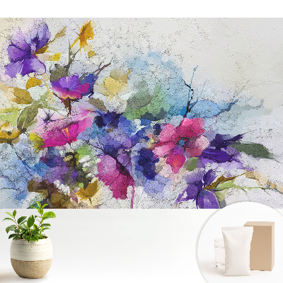 Tapeta s kvetinovým vzorom v intenzívnych farbách