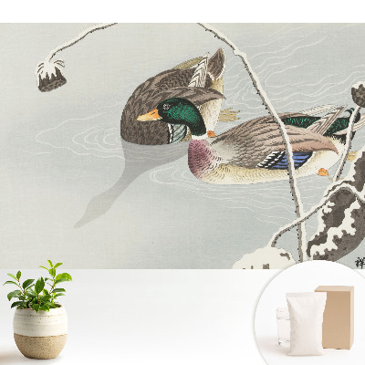Tapeta do obývačky s motívom dvoch kačíc na vode v klasickom štýle