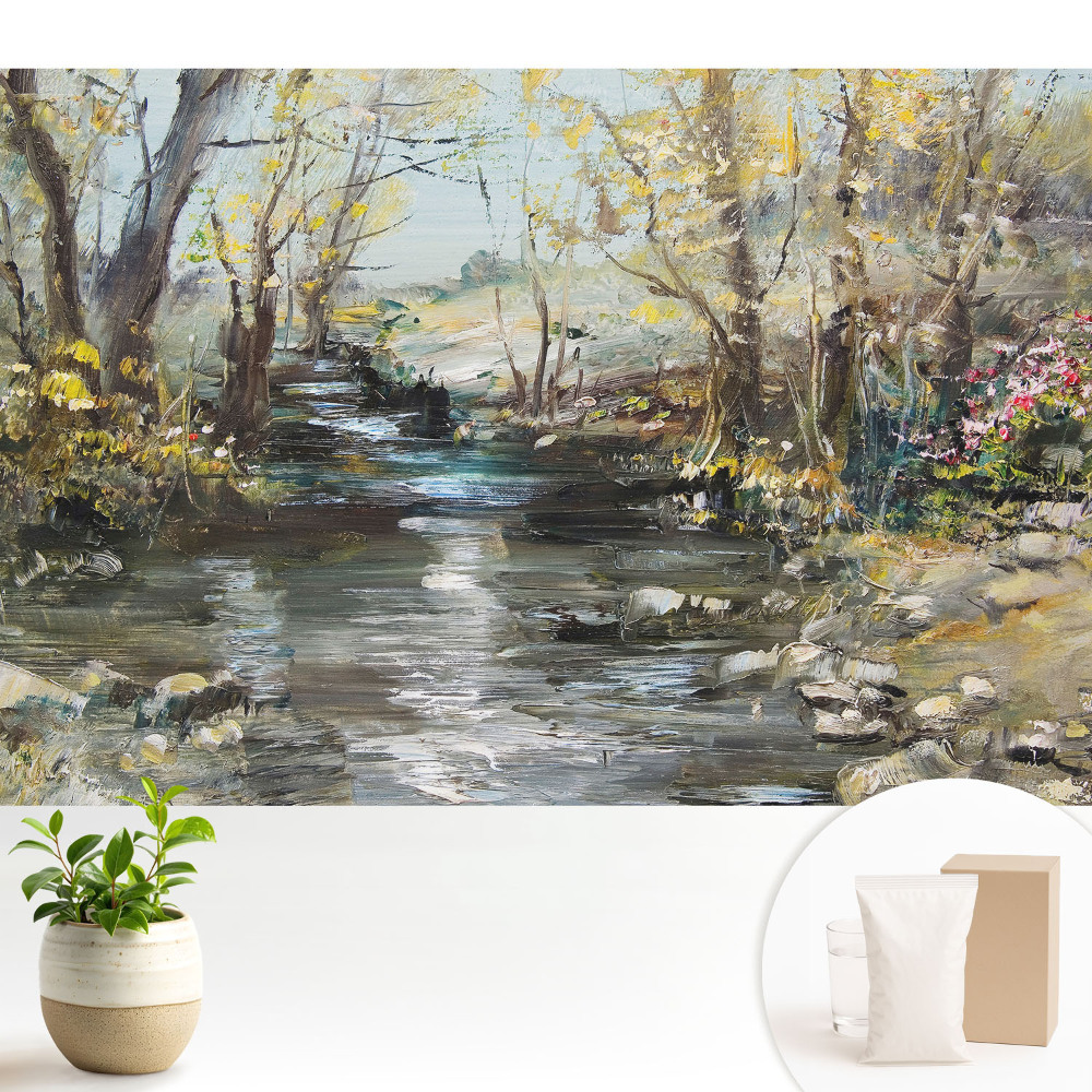 Tapeta do obývačky Malebná lesná krajina s potokom