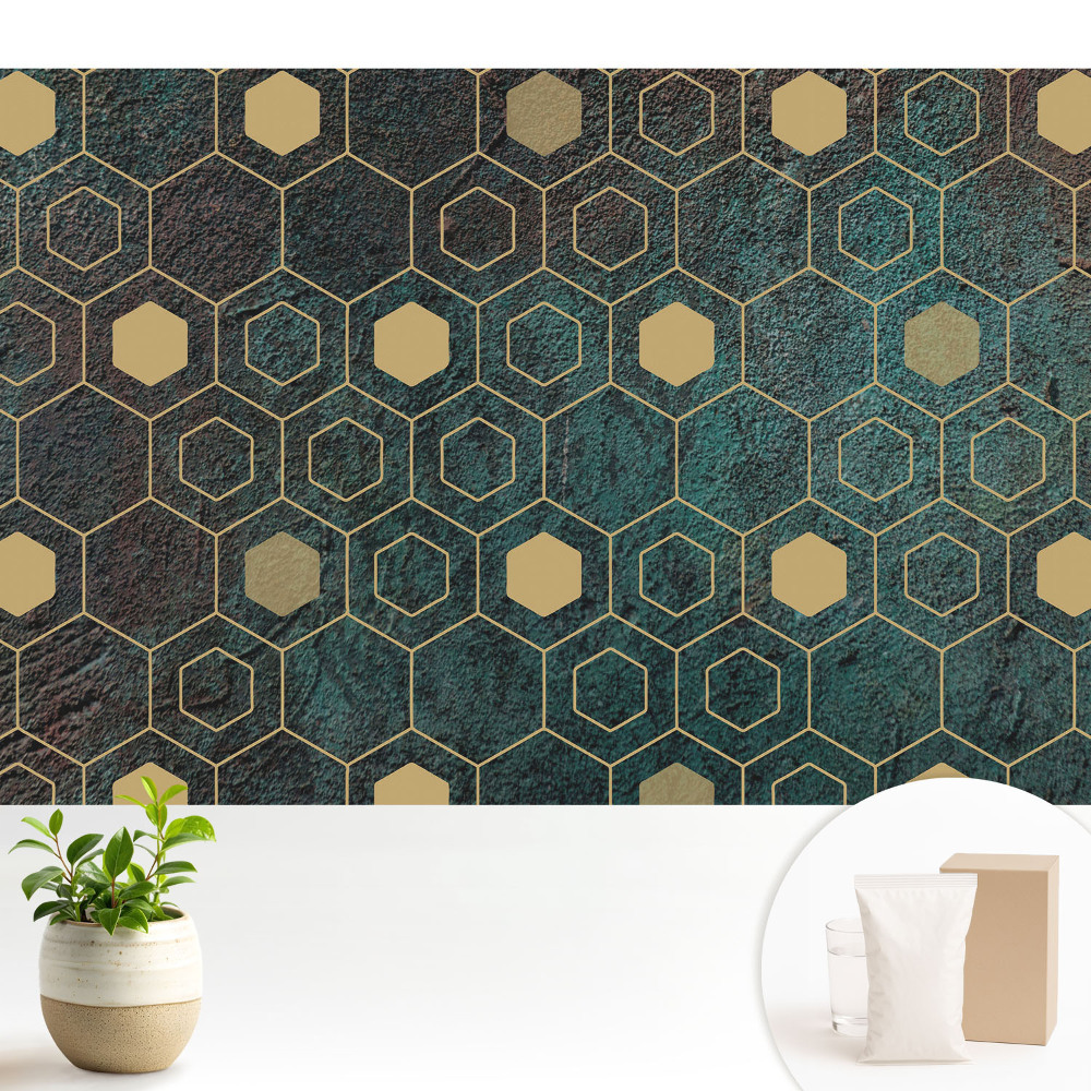 Tapeta na stenu Geometrické šesťuholníky na tmavom pozadí