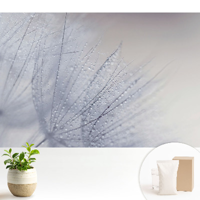 Tapeta do obývačky s veľkými kvapkami a motívom púpavy na vláknovom podklade