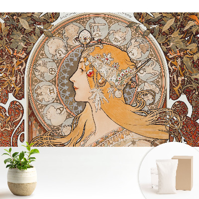 Tapeta do obývačky so zobrazením ženy a symbolov zverokruhu