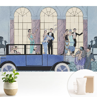 Tapeta do obývačky so vzorom elegantných postáv inšpirovaným štýlom 20. rokov 20. storočia