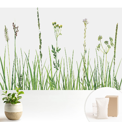 Tapeta na stenu s akvarelovým motívom divokých kvetov a tráv