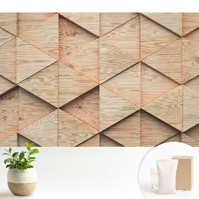 Tapeta na stenu s motívom drevených geometrických panelov v modernom štýle