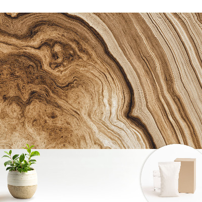 Tapeta do obývačky s organickými drevenými líniami v zemitej farbe pre vyváženú atmosféru