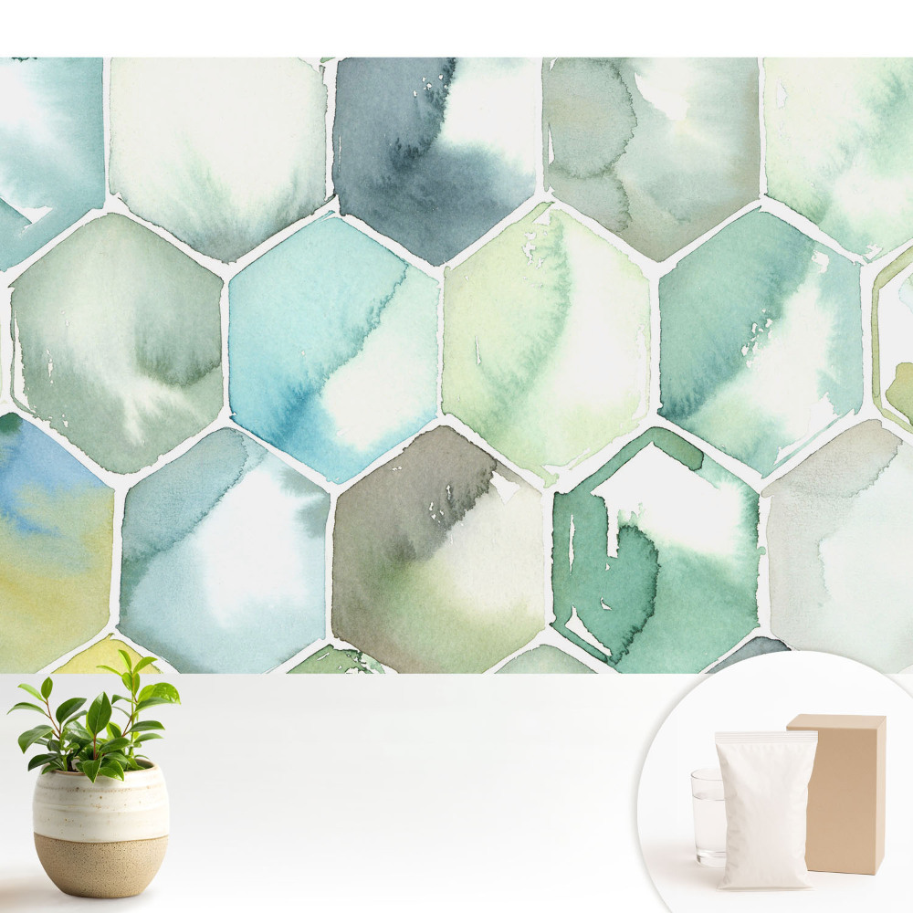 Tapeta na stenu Šesťuholníková akvarelová harmónia