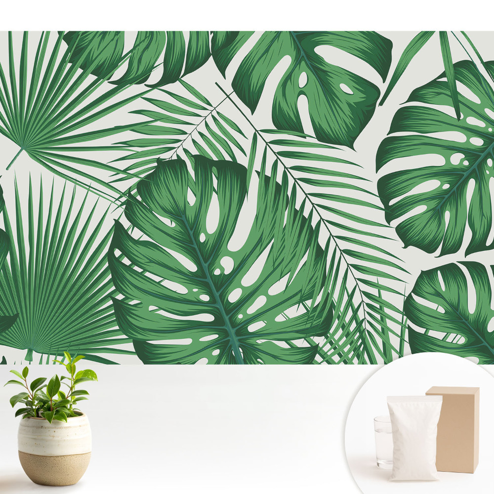 Tapeta do obývačky Harmónia prírody so zelenými tropickými listami