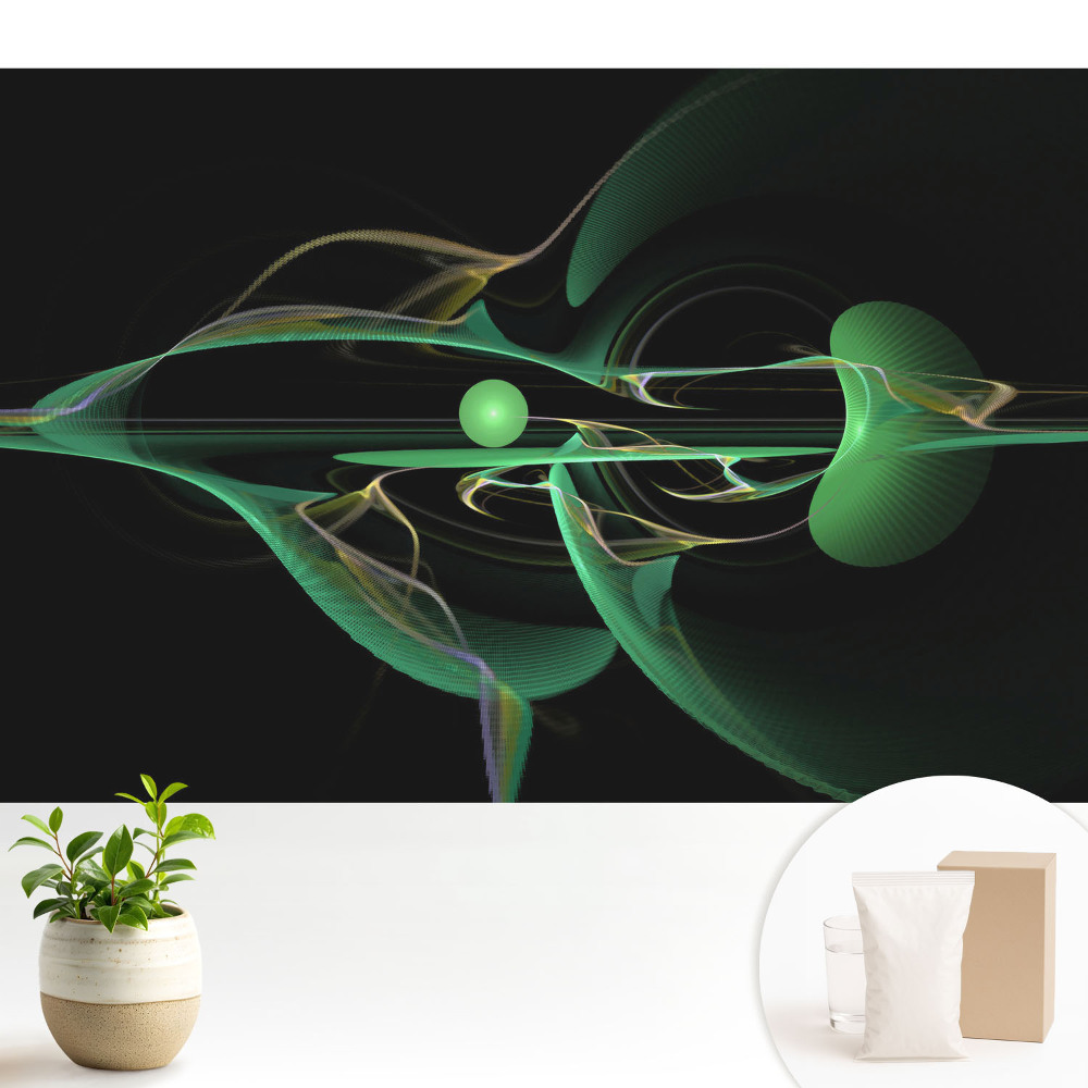 Luxusná tapeta Abstraktné zelené vlny a guľa