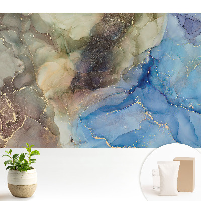 Luxusná tapeta s abstraktným motívom modrých a zelených tvarov