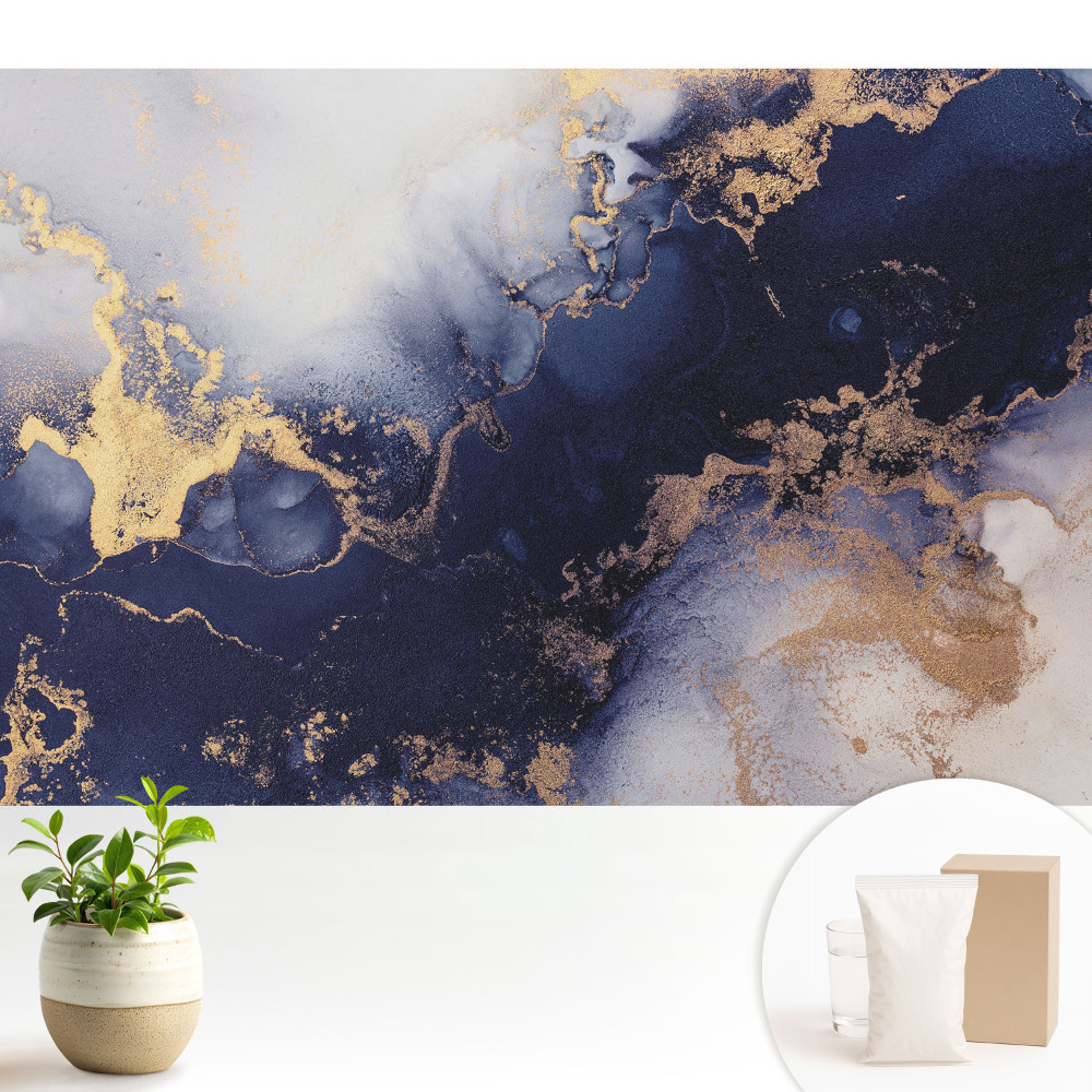 Luxusná tapeta Abstraktná tmavomodrá béžová elegancia