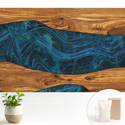 Tapeta Abstraktná mozaika z dreva a modrej