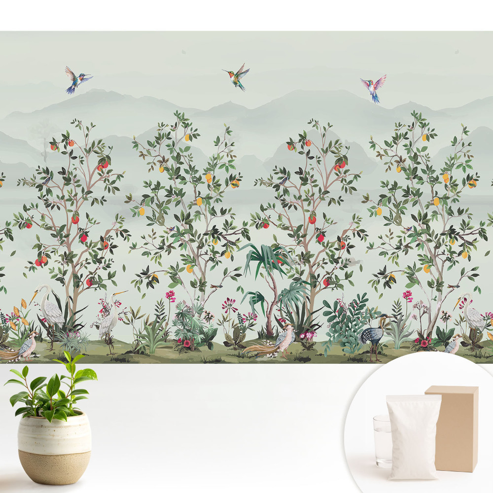 Luxusná tapeta Exotická prírodná krajina plná vtákov