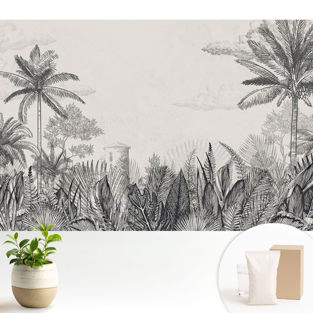 Tapeta na stenu Exotické palmy a tajomná budova