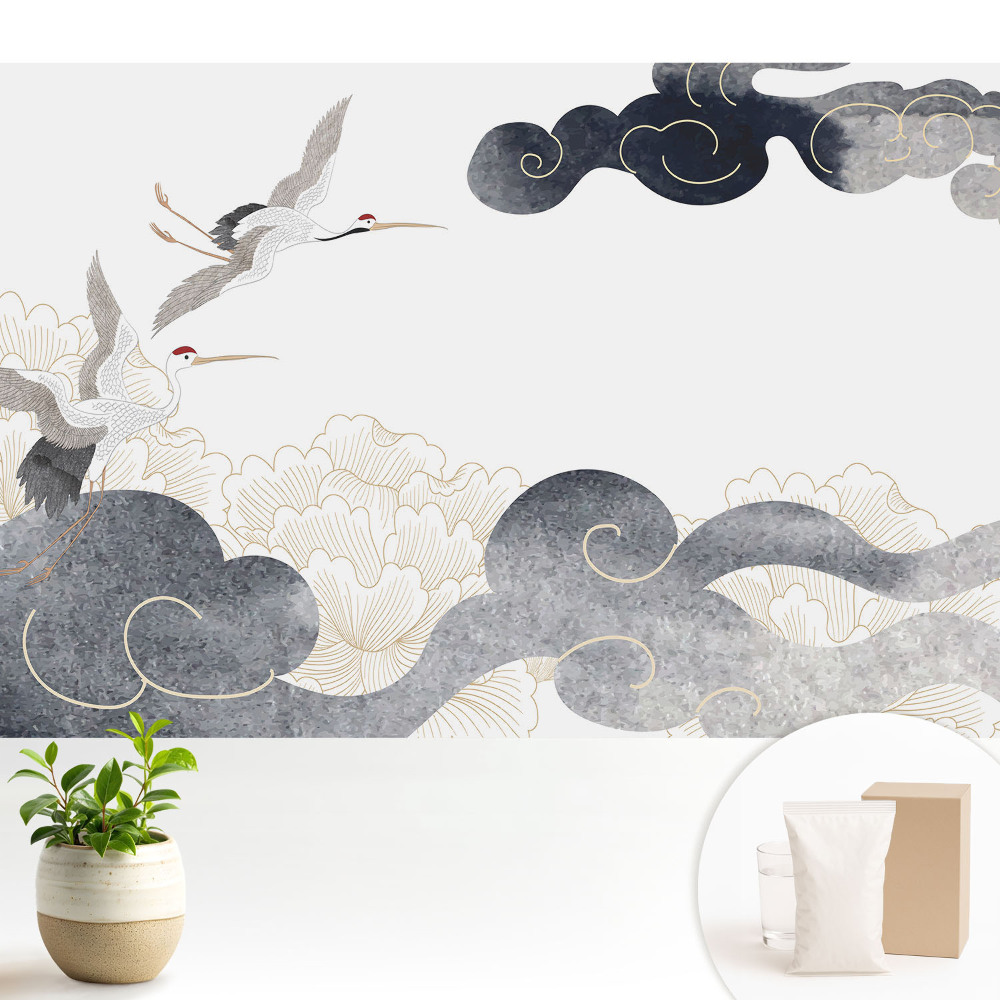 Tapeta do obývačky Žeriavy a oblaky v klasickom štýle
